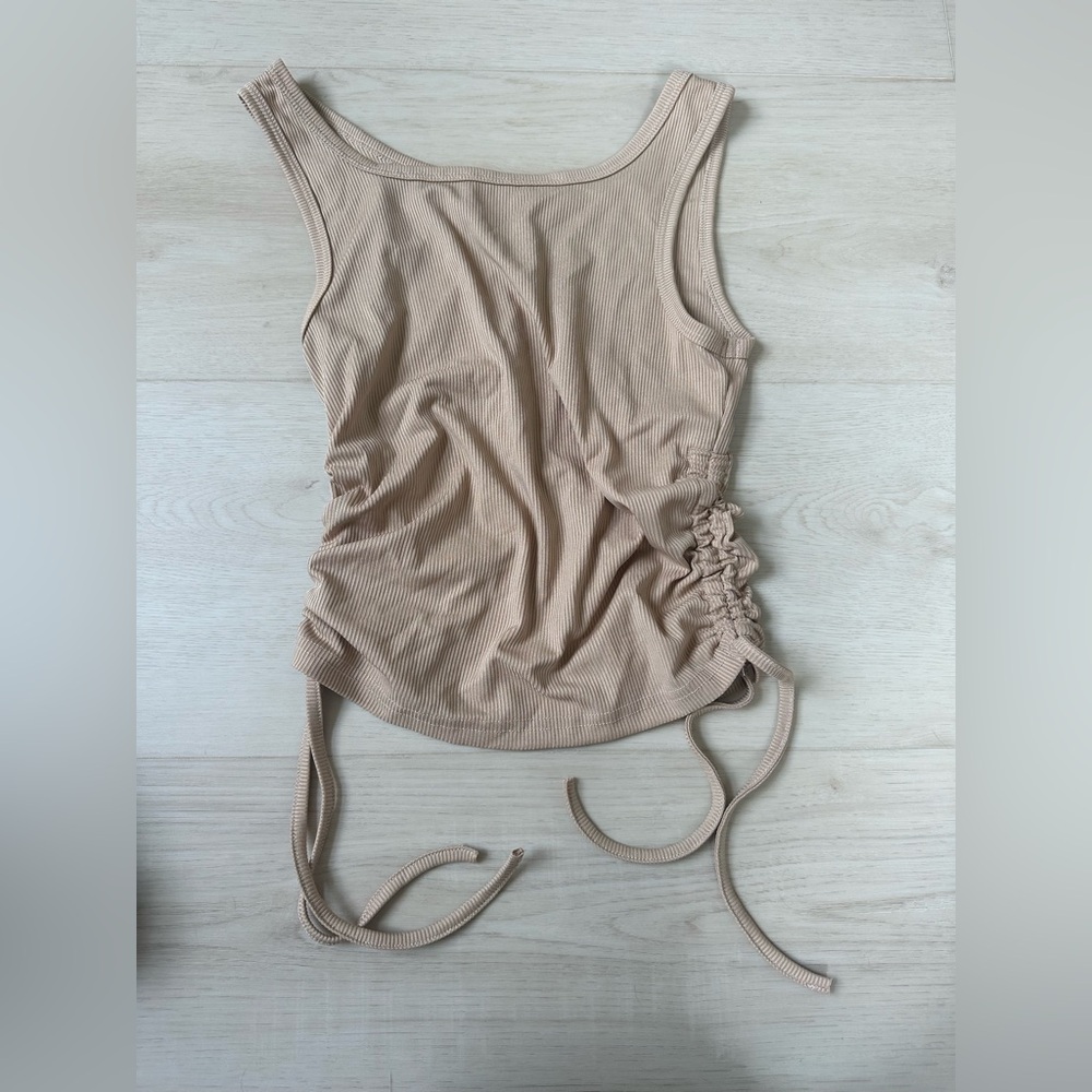 Ruched Tan cropped Tank Top